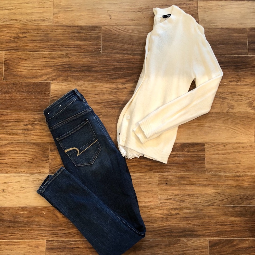 🆕w/tag Siste’s Cream Cardigan w/ Lace Back Detail